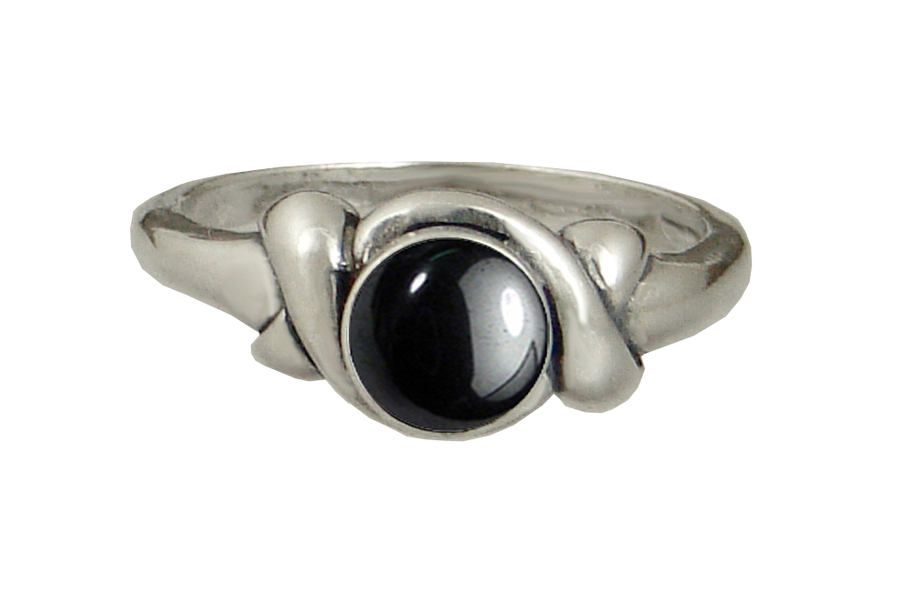 Sterling Silver Lover's Knot Ring With Hematite Size 6